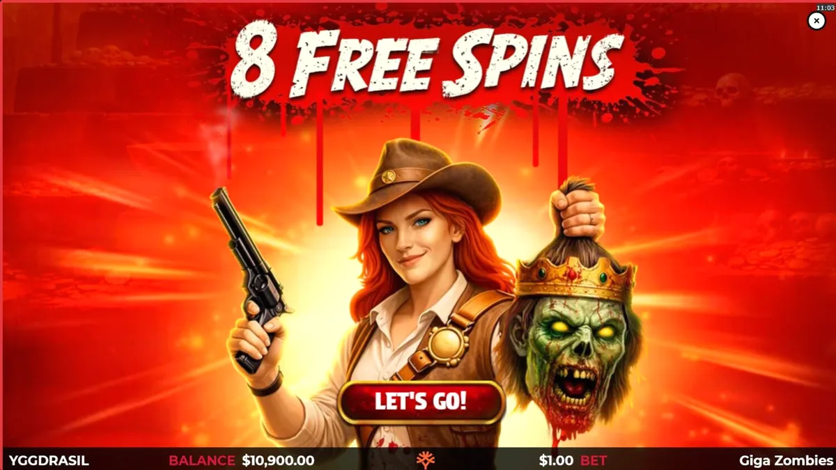 Cenário sombrio e apocalíptico do slot Giga Zombies com elementos maias e zumbis