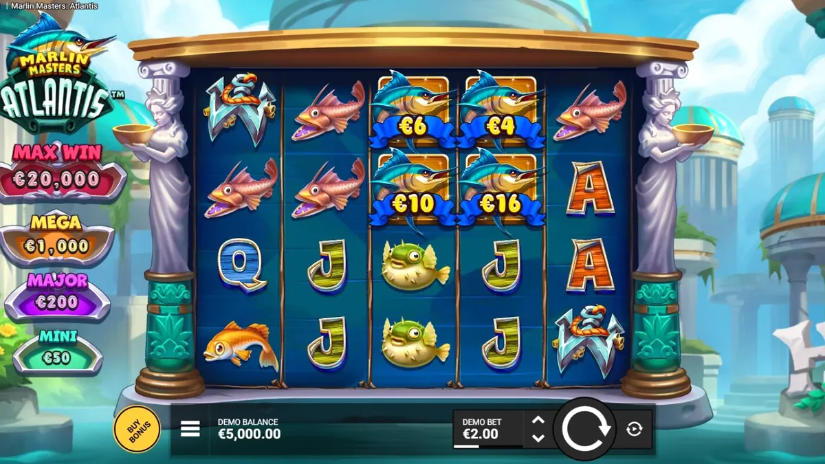 Marlin Masters Atlantis slot com tema de mitologia grega e pesca